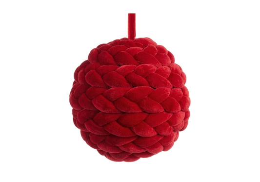 Esfera Trenzada de Terciopelo en Rojo