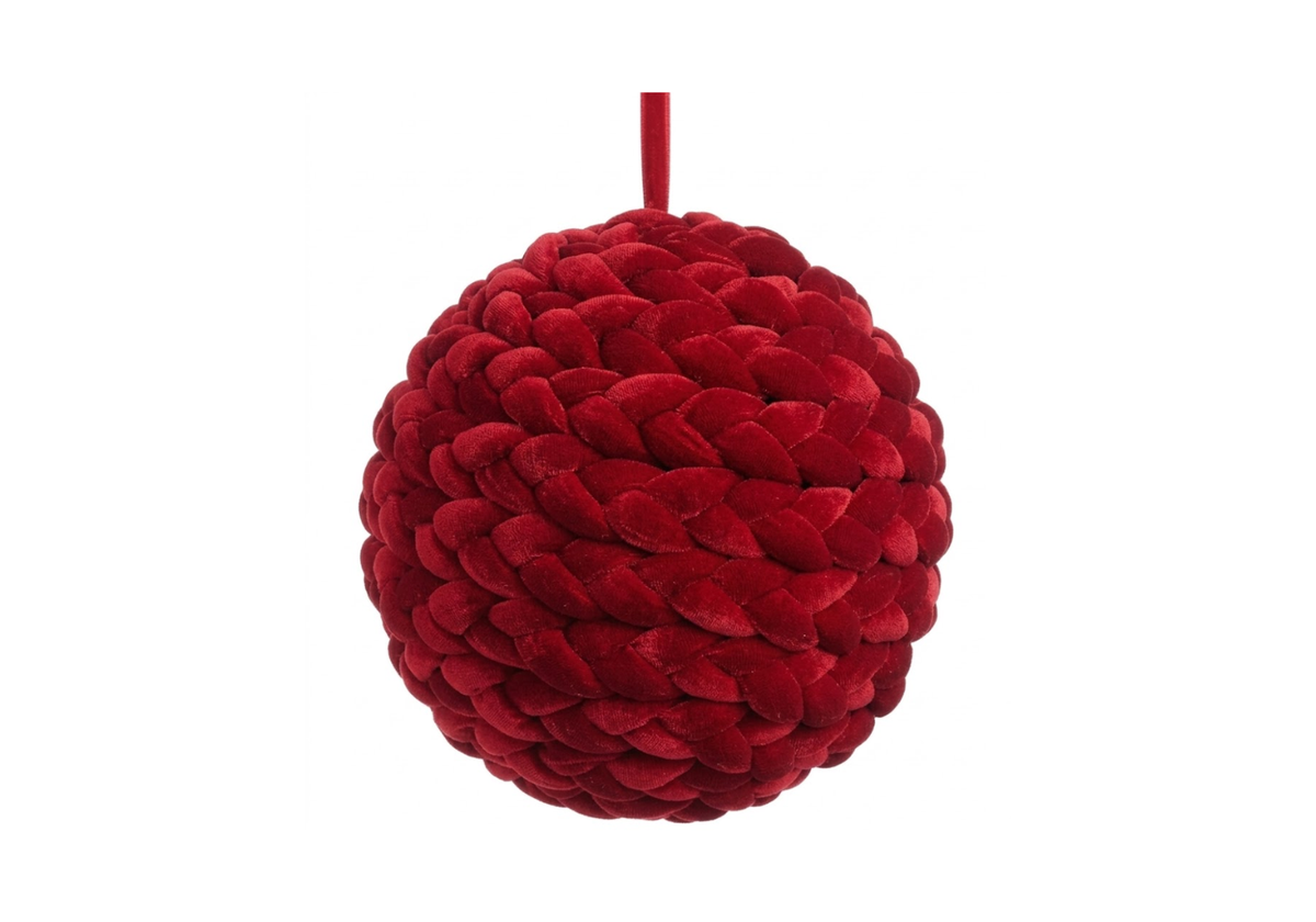 Esfera Trenzada de Terciopelo en Rojo