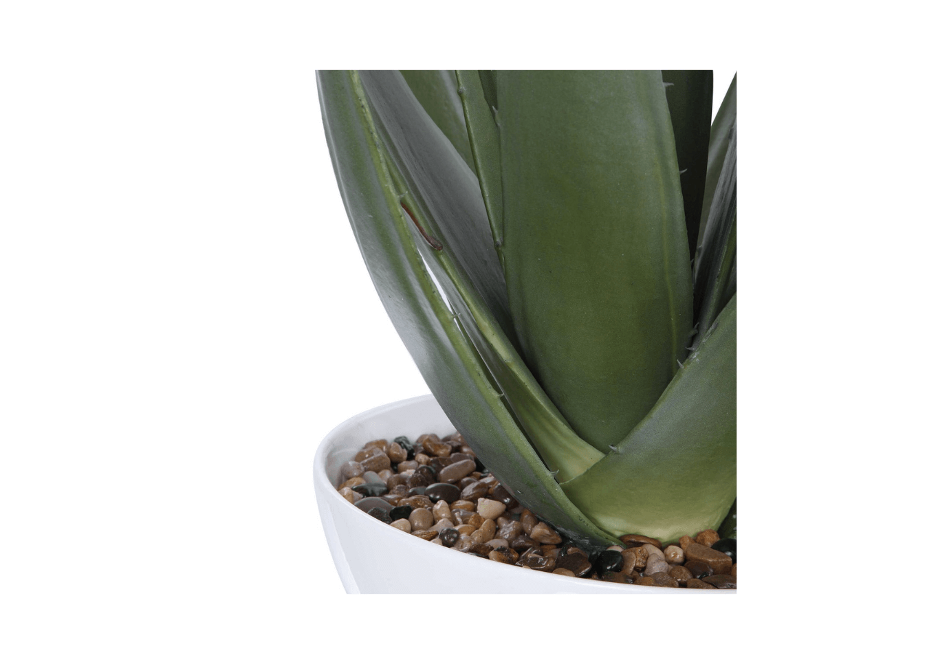 Planta de Aloe Vera Artificial con Piedras Naturales en Maceta Blanca | 71 cm