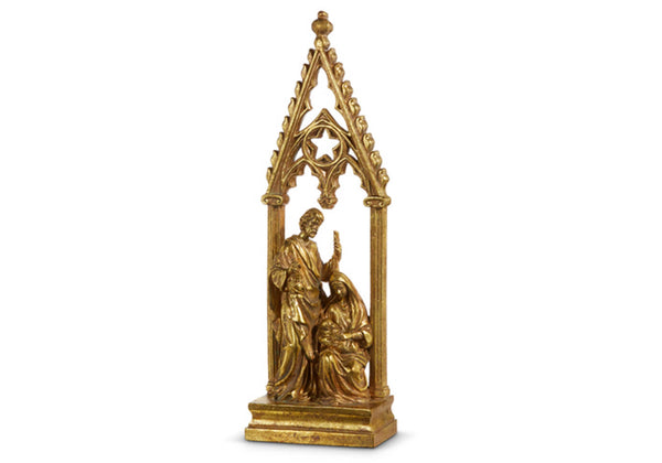 Sagrada Familia en Altar de Resina Dorada 40 cm