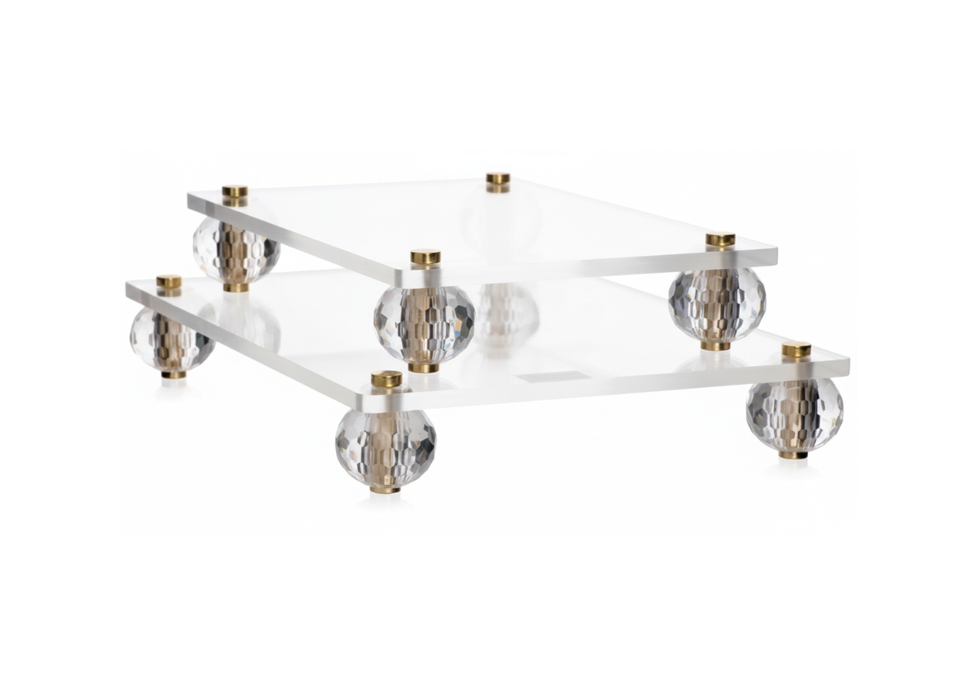 Quesera de Acrílico Rectangular con 4 Patitas de Cristal Facetado y Detalle Dorado