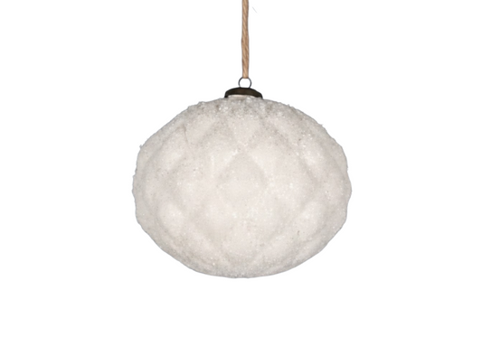 Esfera Blanca Nevada con Rombos en Relieve