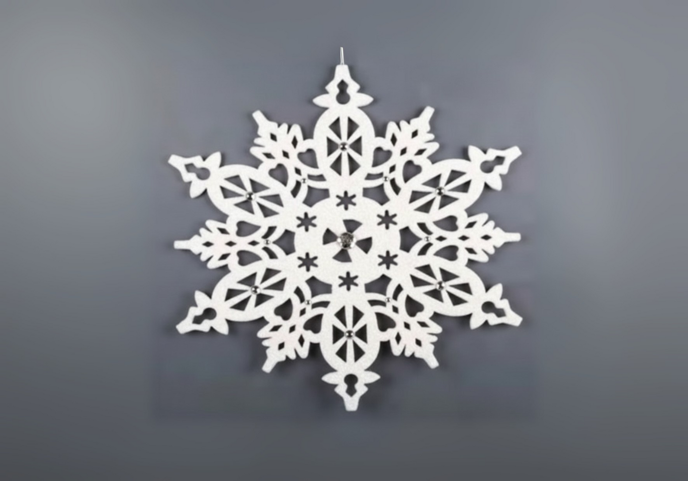 Copo de Nieve Trciopelo con Cuentas Plateadas