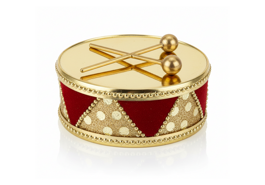 Tambor Dorado con Tachuelas y Terciopelo Rojo