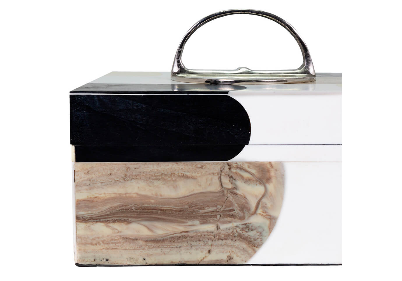 Caja Cuadrada Resina Multicolor Asa Plata