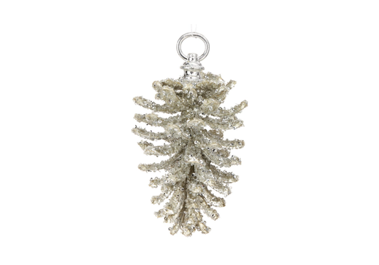 Piña Platino con Glitter, Lentejuelas y Piedras Transparentes