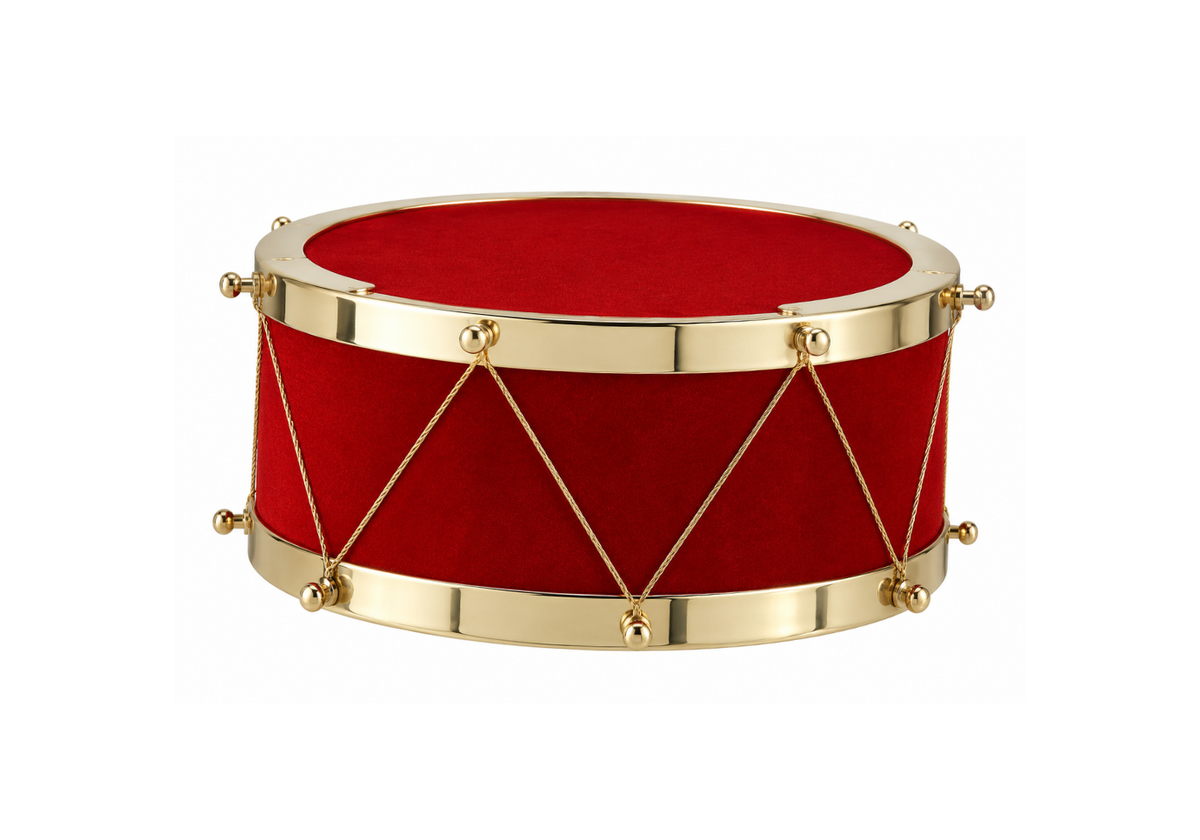 Tambor de Terciopelo en Rojo con Dorado