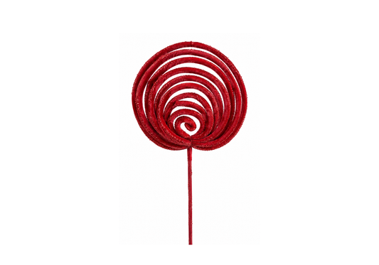 Rama Espiral de Terciopelo Rojo con Glitter 66 cm