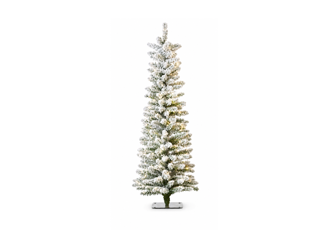 Pino Pincel Nevado con Base de Metal y Luz LED
