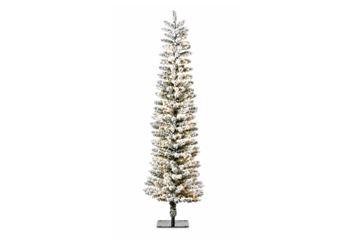Pino Pincel Nevado con Base de Metal y Luz LED