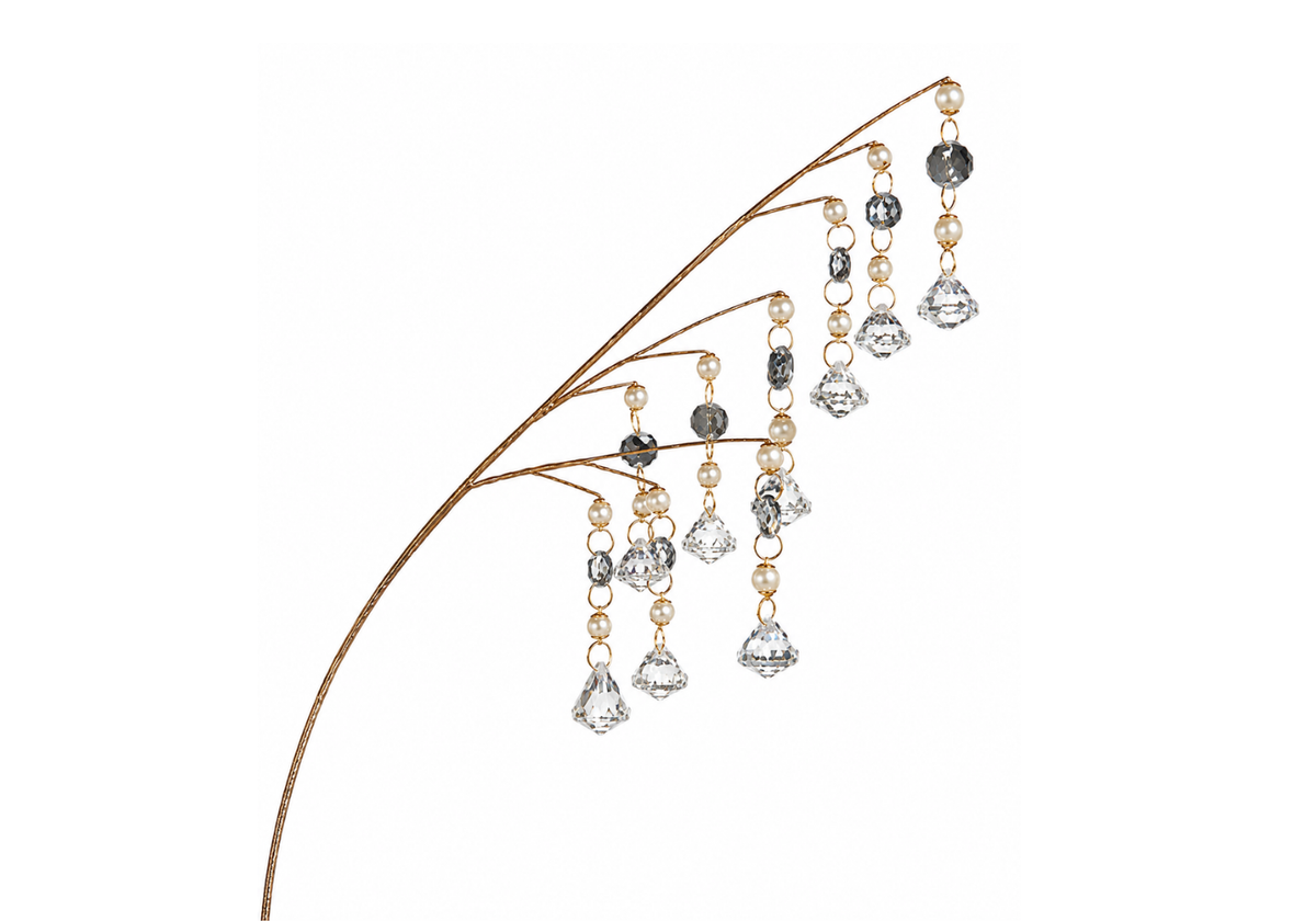 Rama Colgante con Perlas y Piedras Transparentes 86 cm