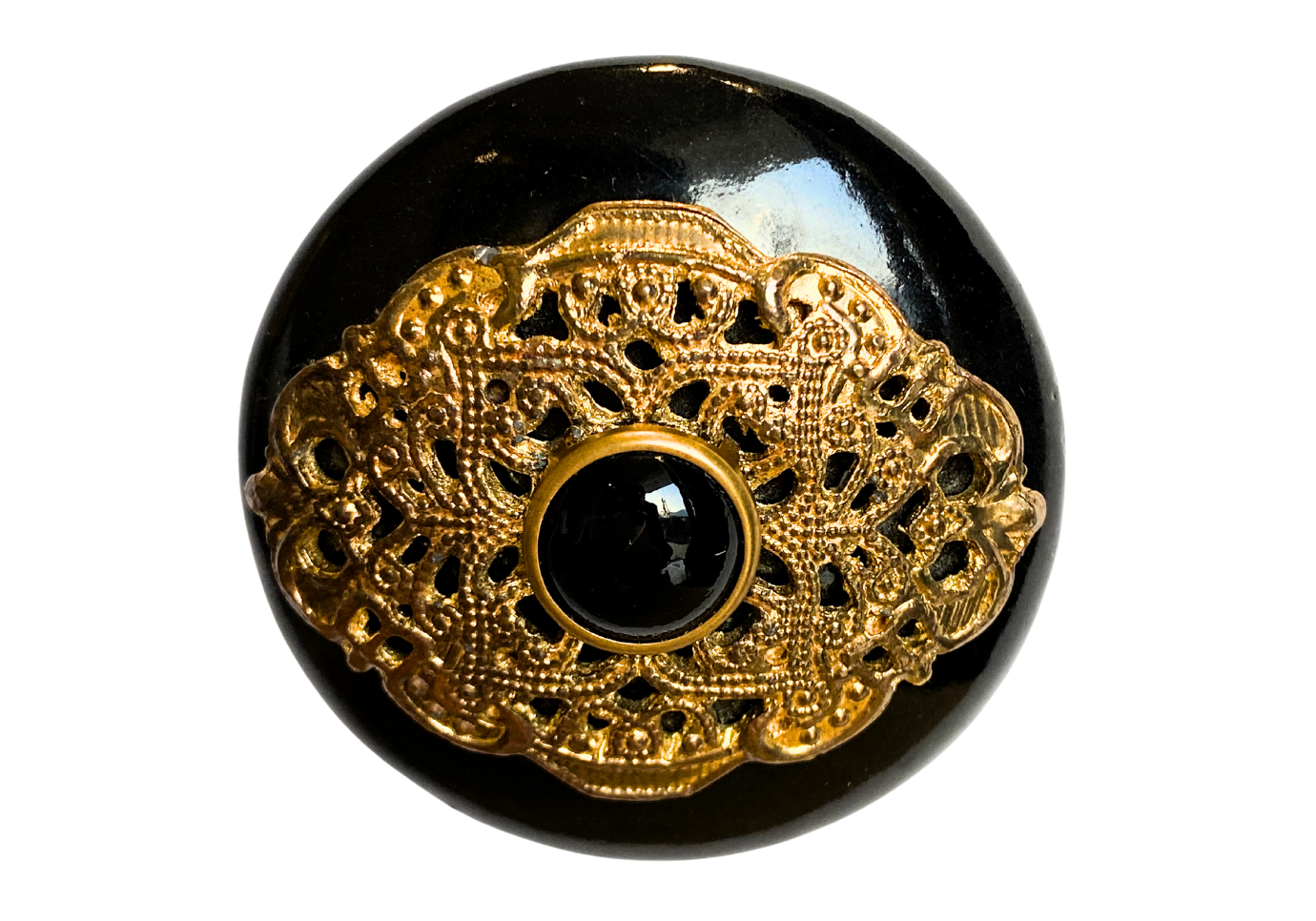 Jaladera Mediana Circular Negra con Dorado