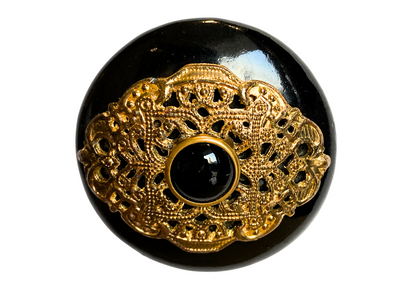 Jaladera Mediana Circular Negra con Dorado