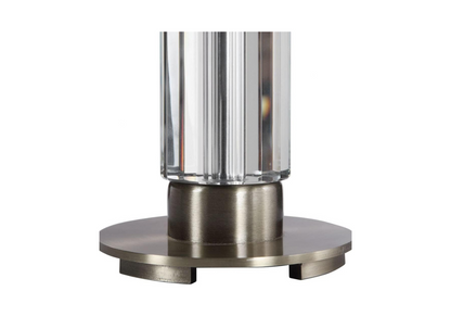 Lámpara de Cristal Redonda Lisa con Detalles en Metal Dorado, Moderna Lámpara de Mesa