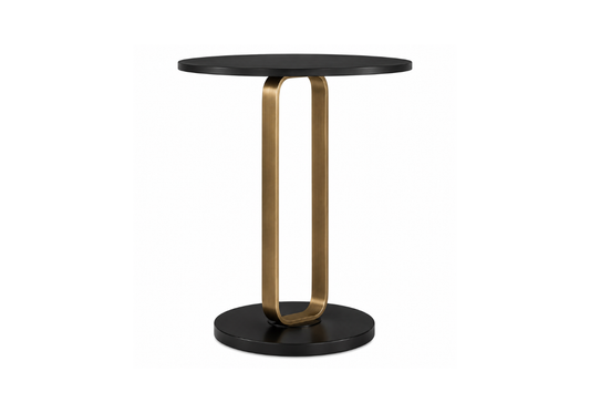 Mesa Ocasional de Metal Redonda con Cubierta Negra - Simone