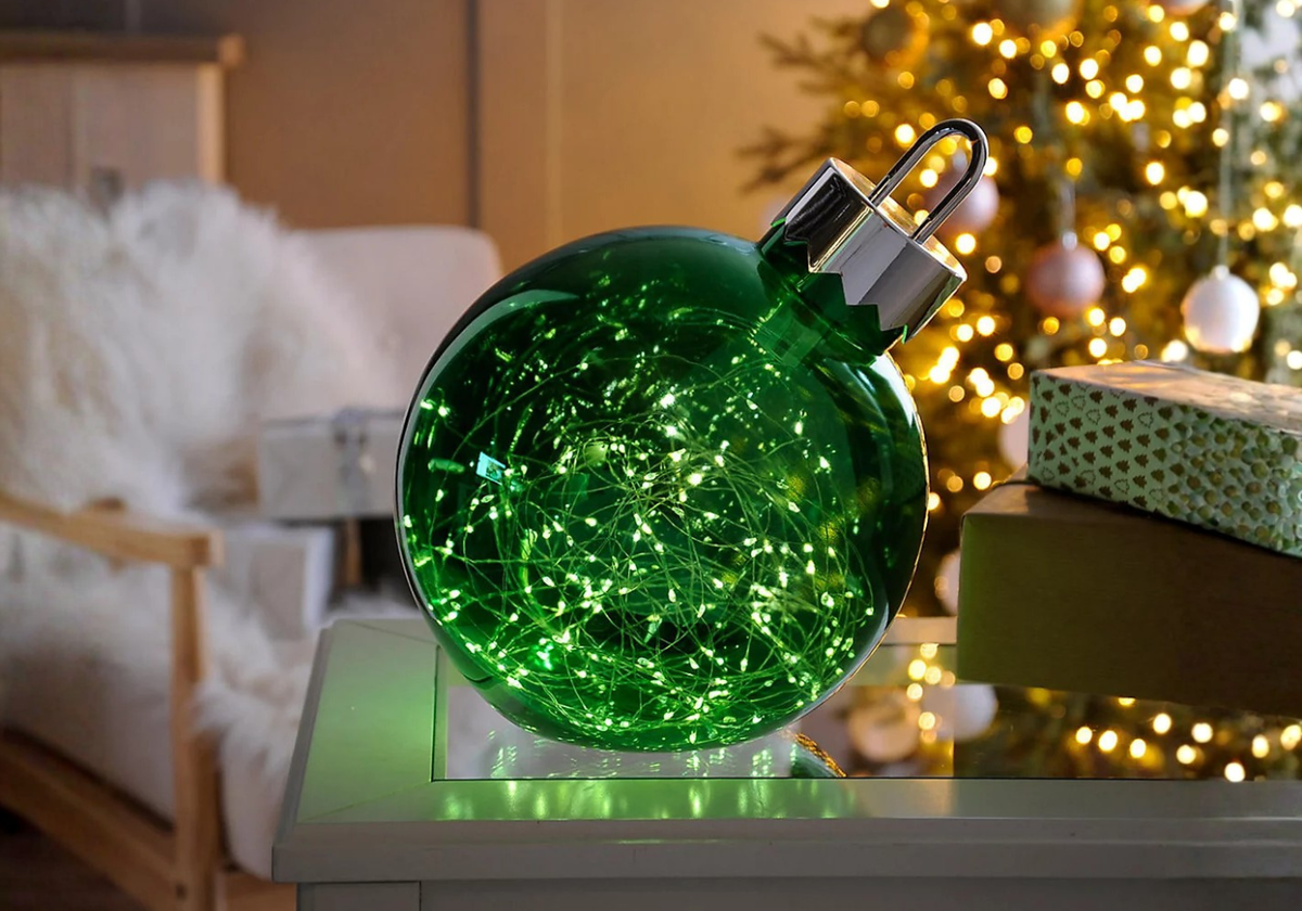Esfera de Vidrio Verde con Luz Led