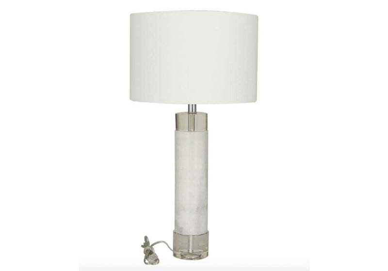 Lámpara Soporte Mármol Blanco y Cristal