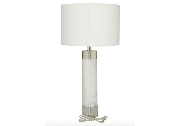 Lámpara Soporte Mármol Blanco y Cristal