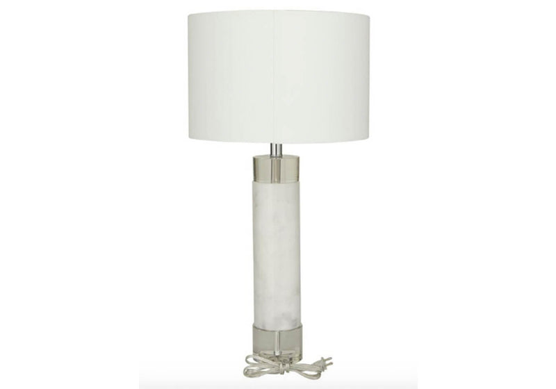 Lámpara Soporte Mármol Blanco y Cristal