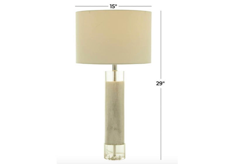 Lámpara Soporte Mármol Blanco y Cristal