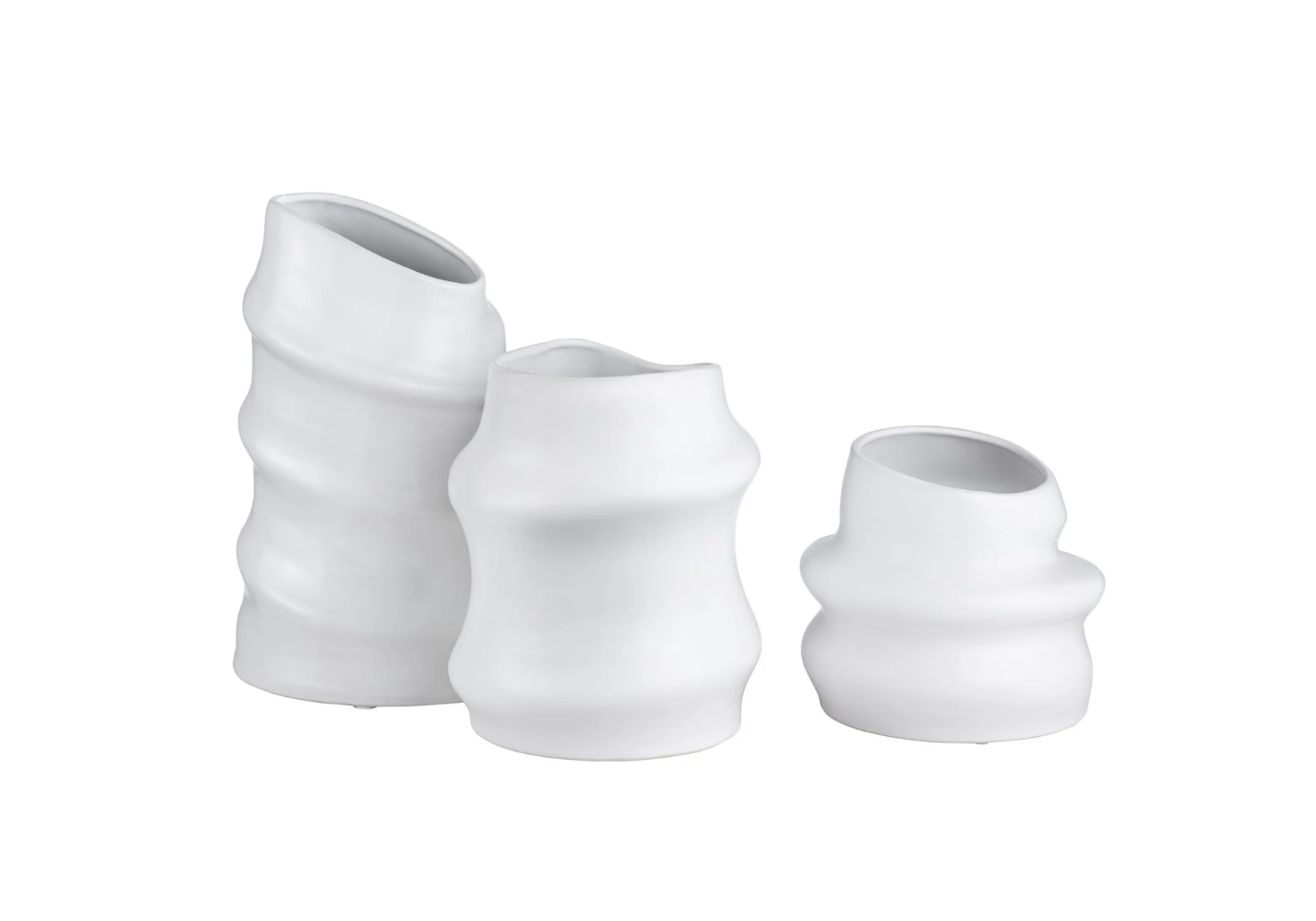 Florero de Ceramica Ondulado Blanco