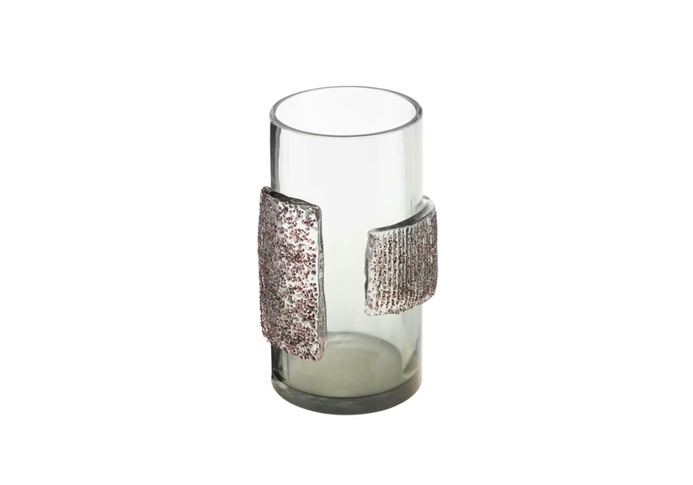 Florero de Cristal Cilíndrico con Franja Realzada Horizontal