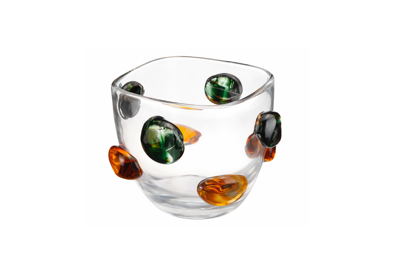Florero de Cristal Transparente con Circulos Realzados