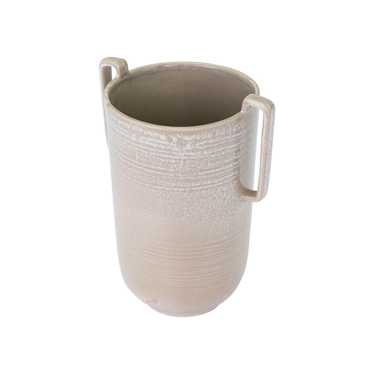 Florero de Cerámica Taupe Manchas Blanco con Orejas