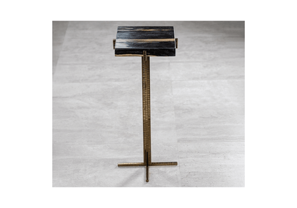 Mesa Fortaleza Ocasional Cuadrada de Madera Petrificada con Base Dorada