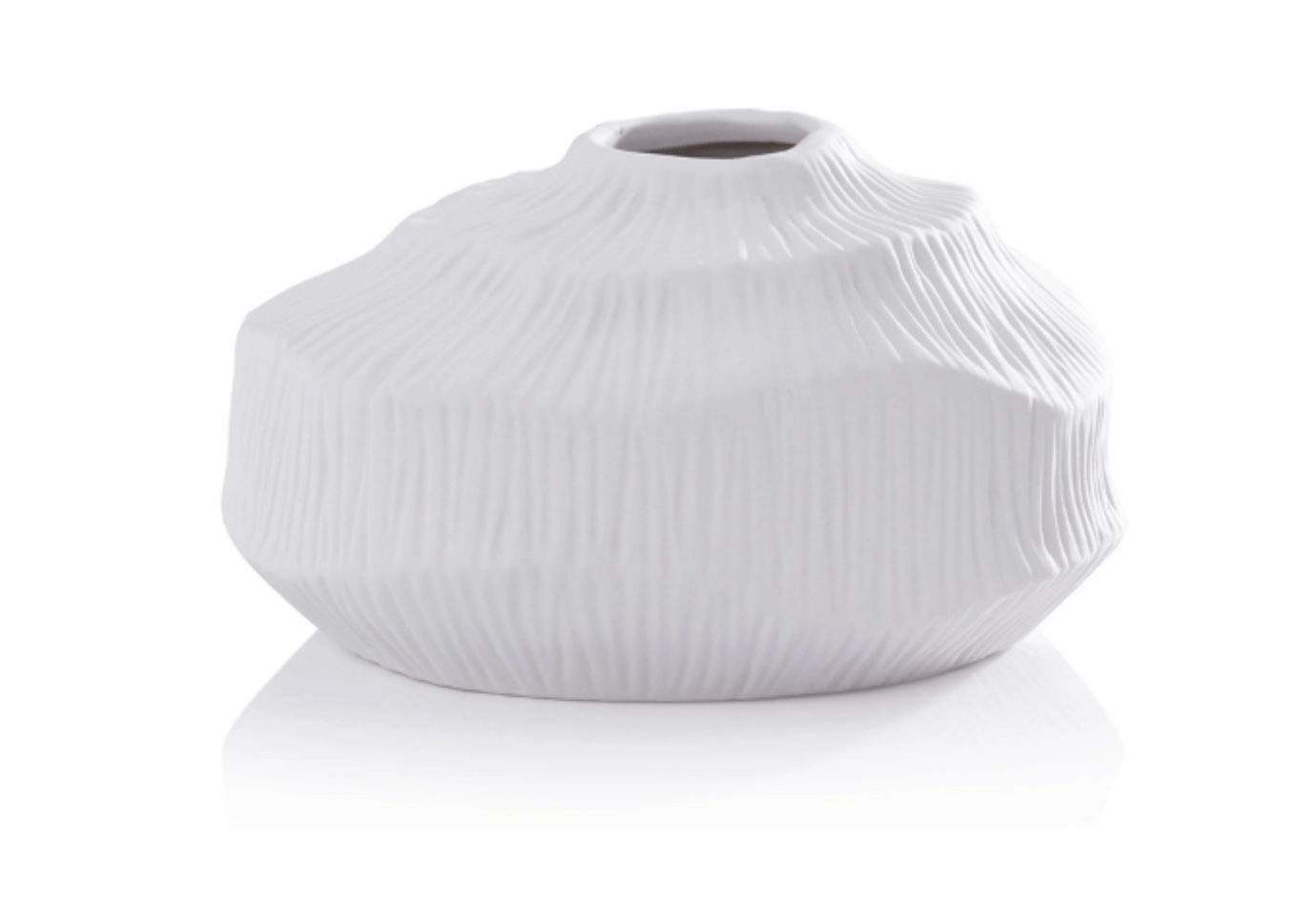 Set de Jarrones Ovalados de Porcelana Blanca Texturizada