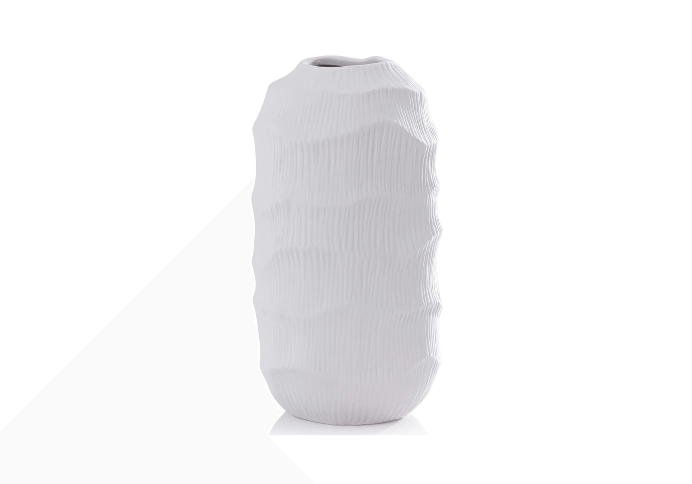 Set de Jarrones Ovalados de Porcelana Blanca Texturizada