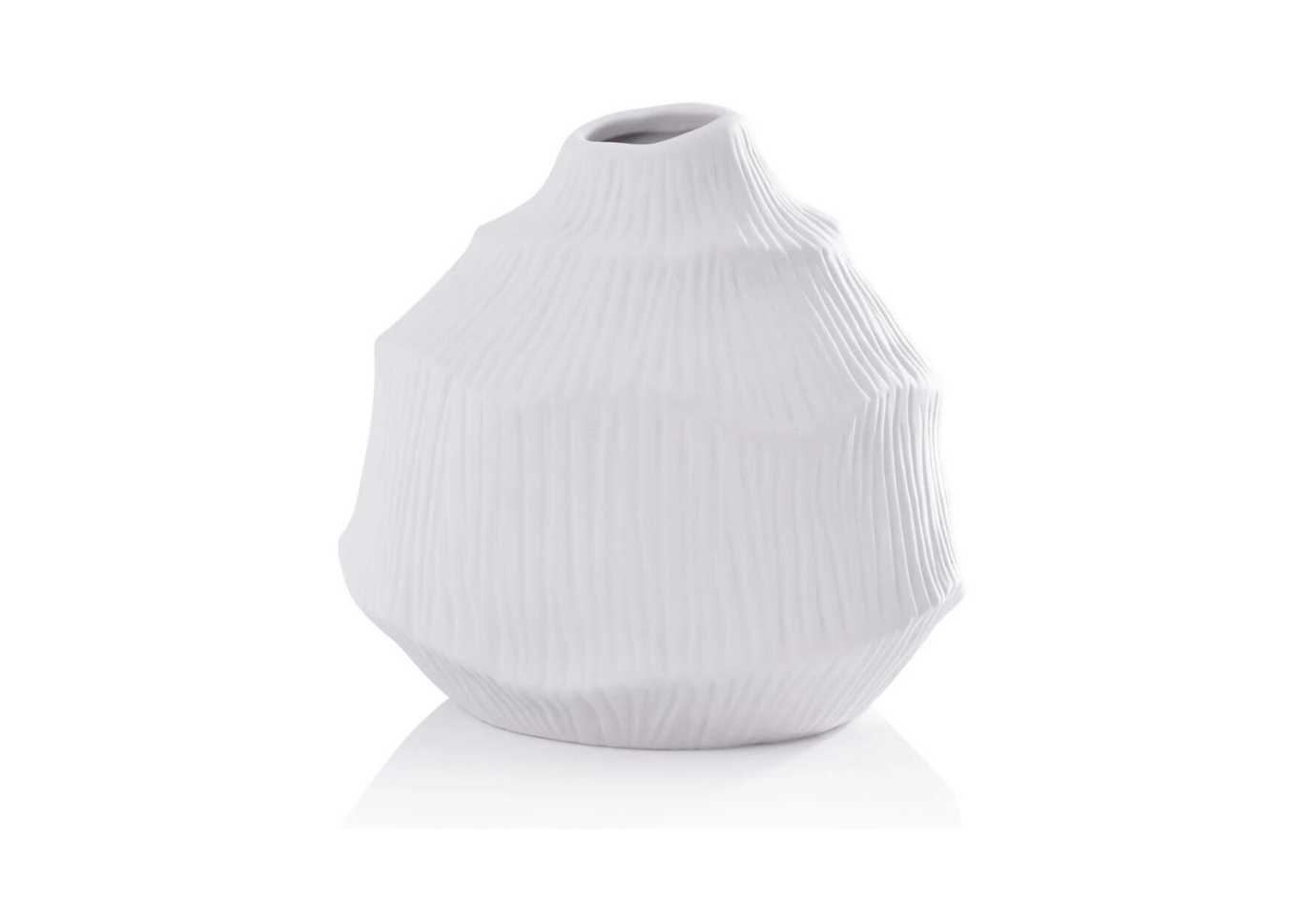 Set de Jarrones Ovalados de Porcelana Blanca Texturizada