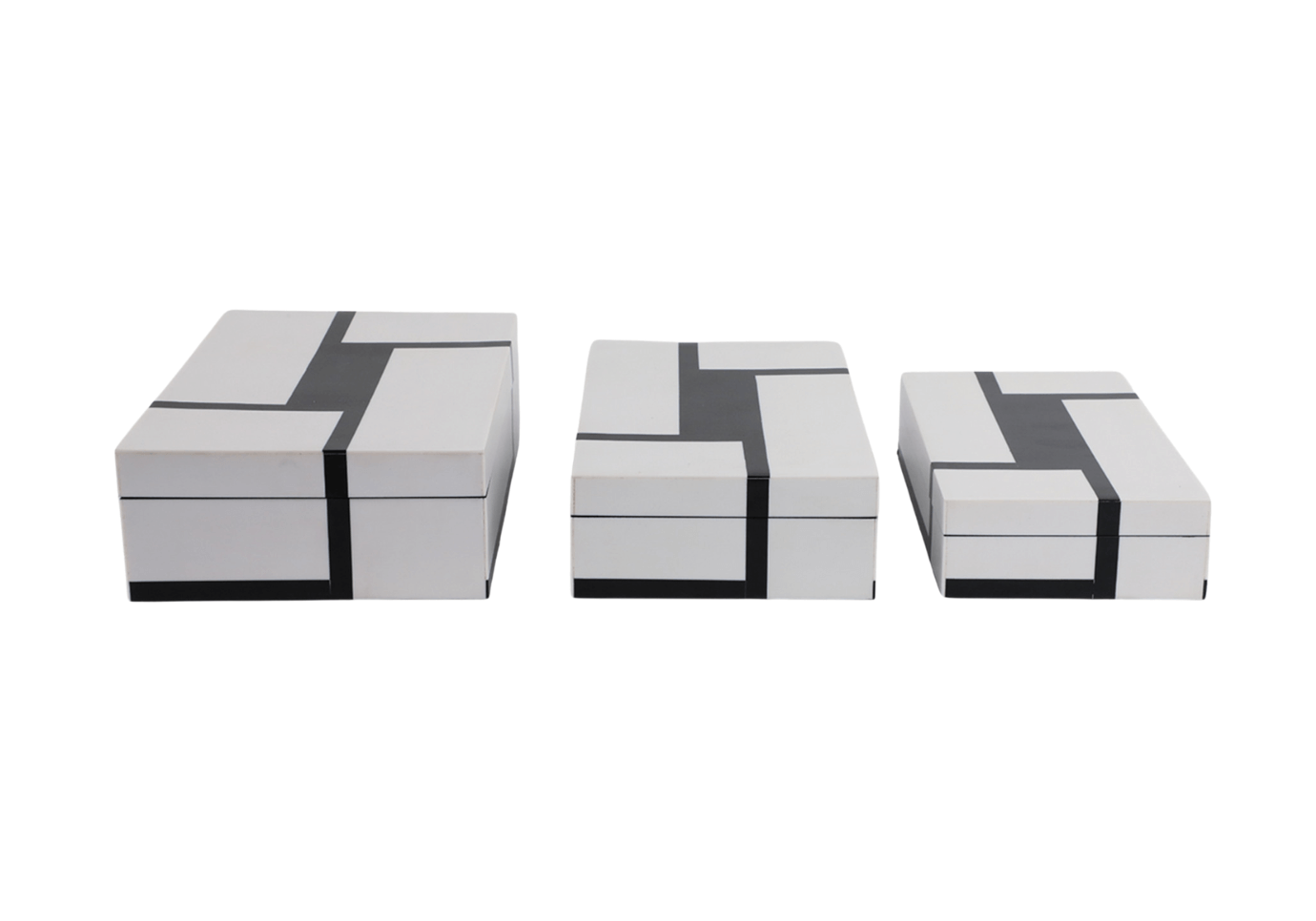 Caja Rectangular de Resina Blanca con Negro