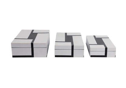 Caja Rectangular de Resina Blanca con Negro