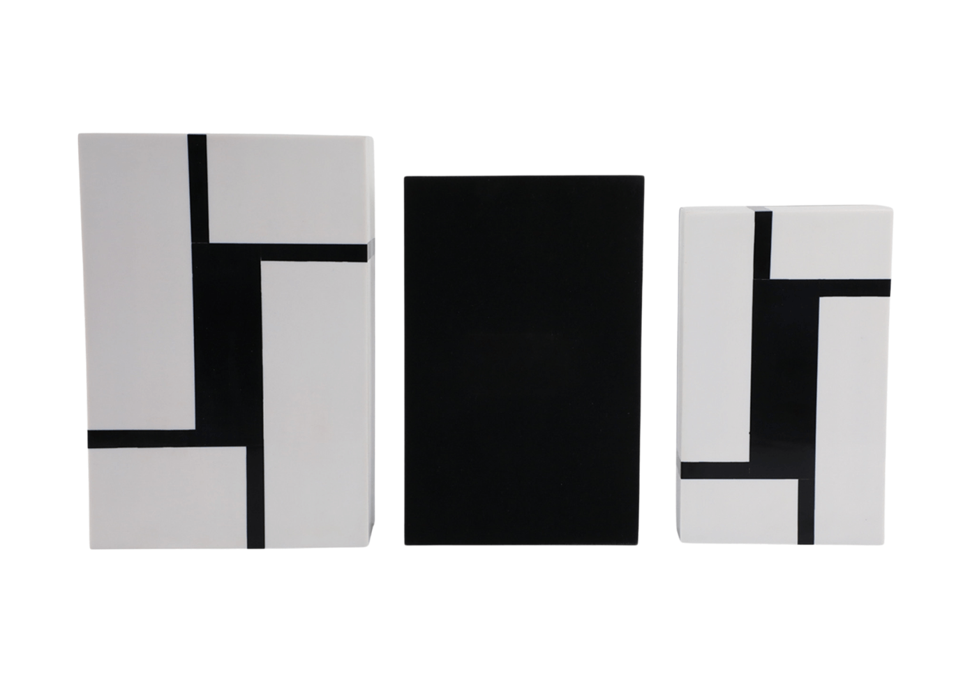 Caja Rectangular de Resina Blanca con Negro