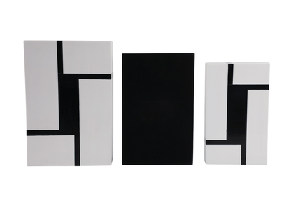 Caja Rectangular de Resina Blanca con Negro