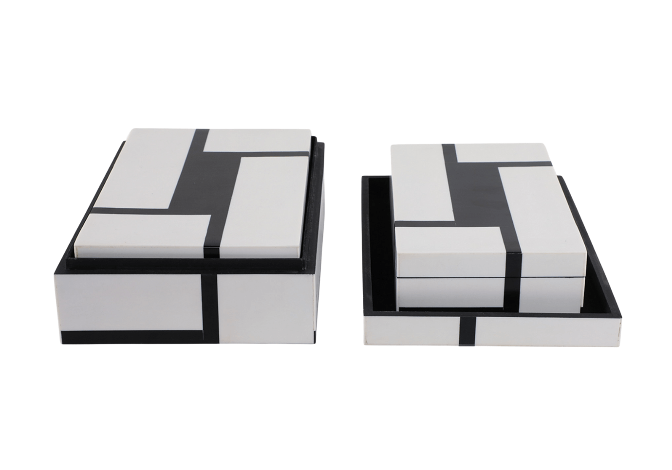 Caja Rectangular de Resina Blanca con Negro