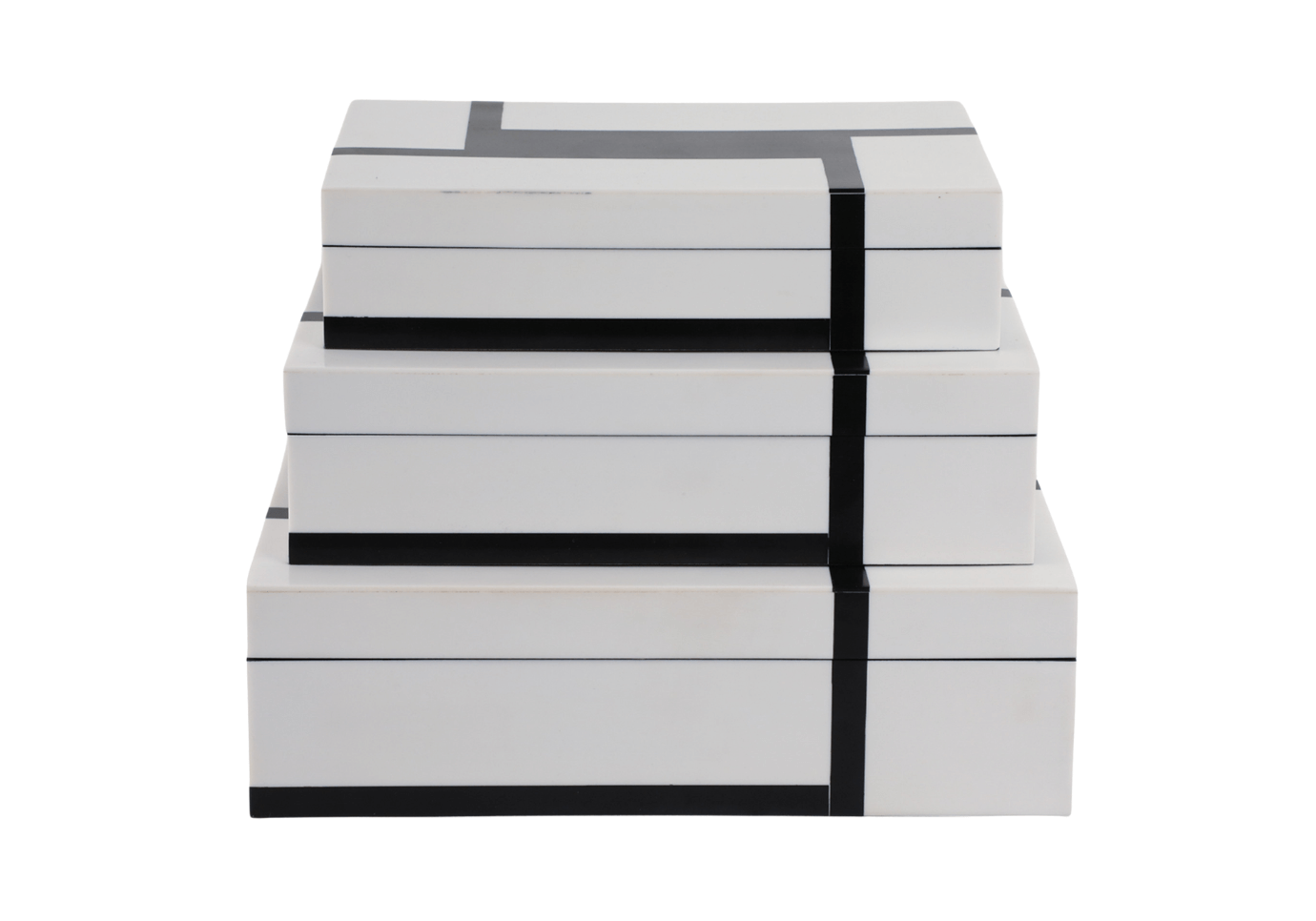 Caja Rectangular de Resina Blanca con Negro