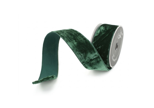 Listón de Terciopelo Verde Pino 6 cm