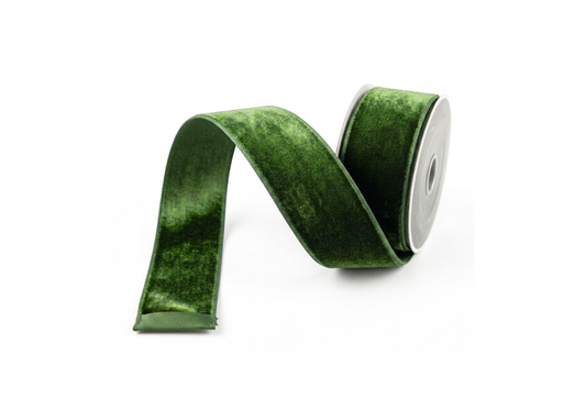 Listón de Terciopelo Verde Seco 6 cm