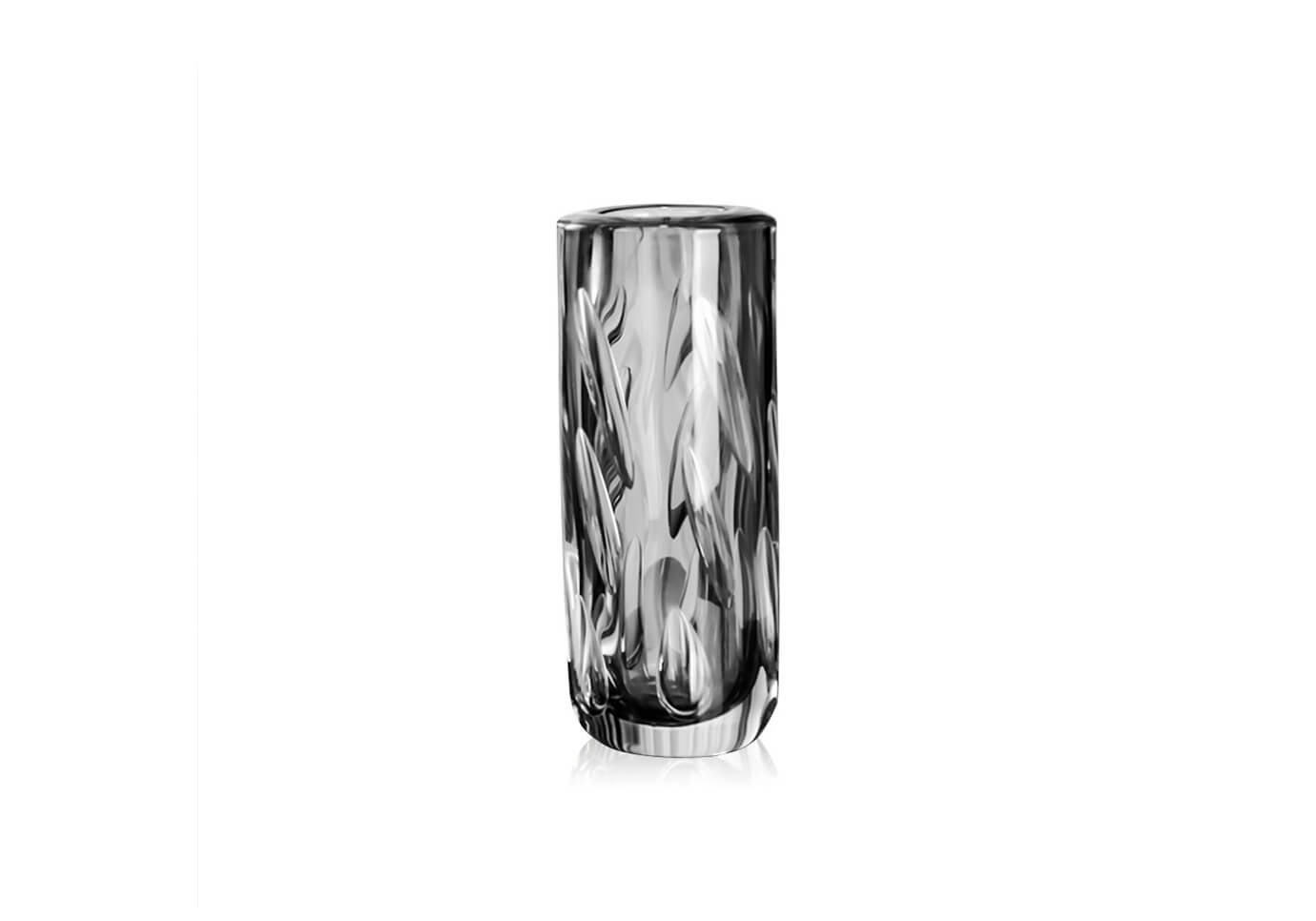 Florero Cristal Humo Óvalos Hundidos Mediano