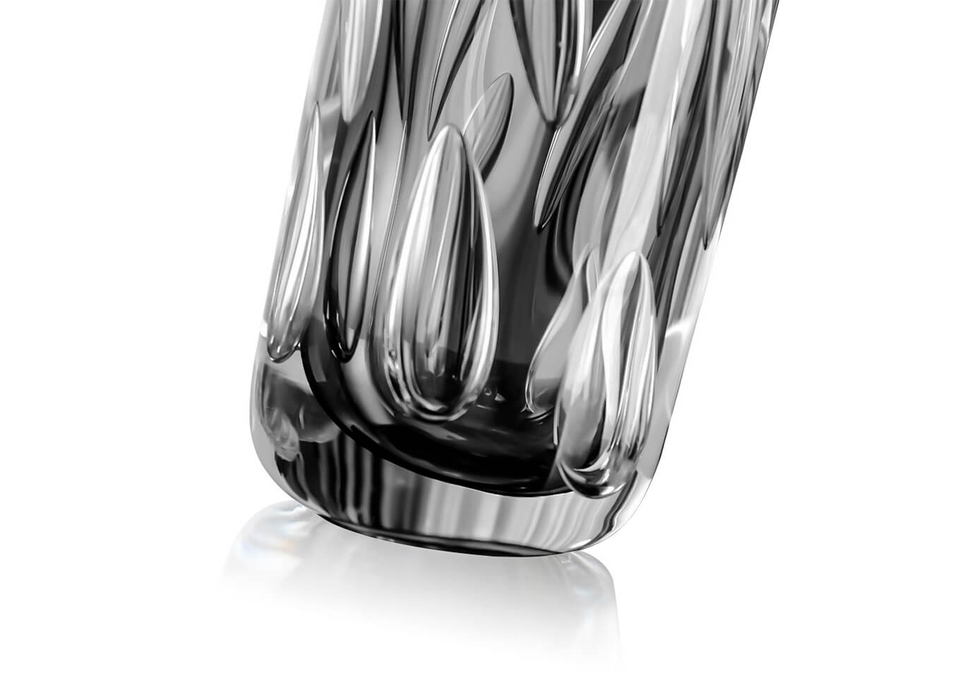 Florero Cristal Humo Óvalos Hundidos Mediano