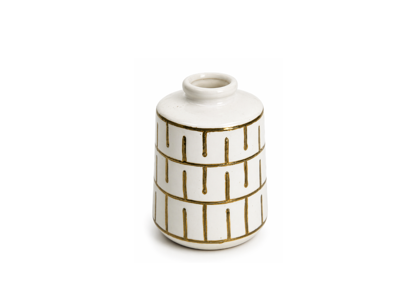 Florero de Ceramica con Lineas Doradas - Simone