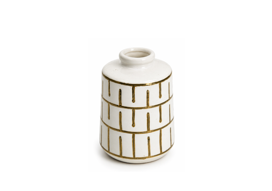 Florero de Ceramica con Lineas Doradas - Simone
