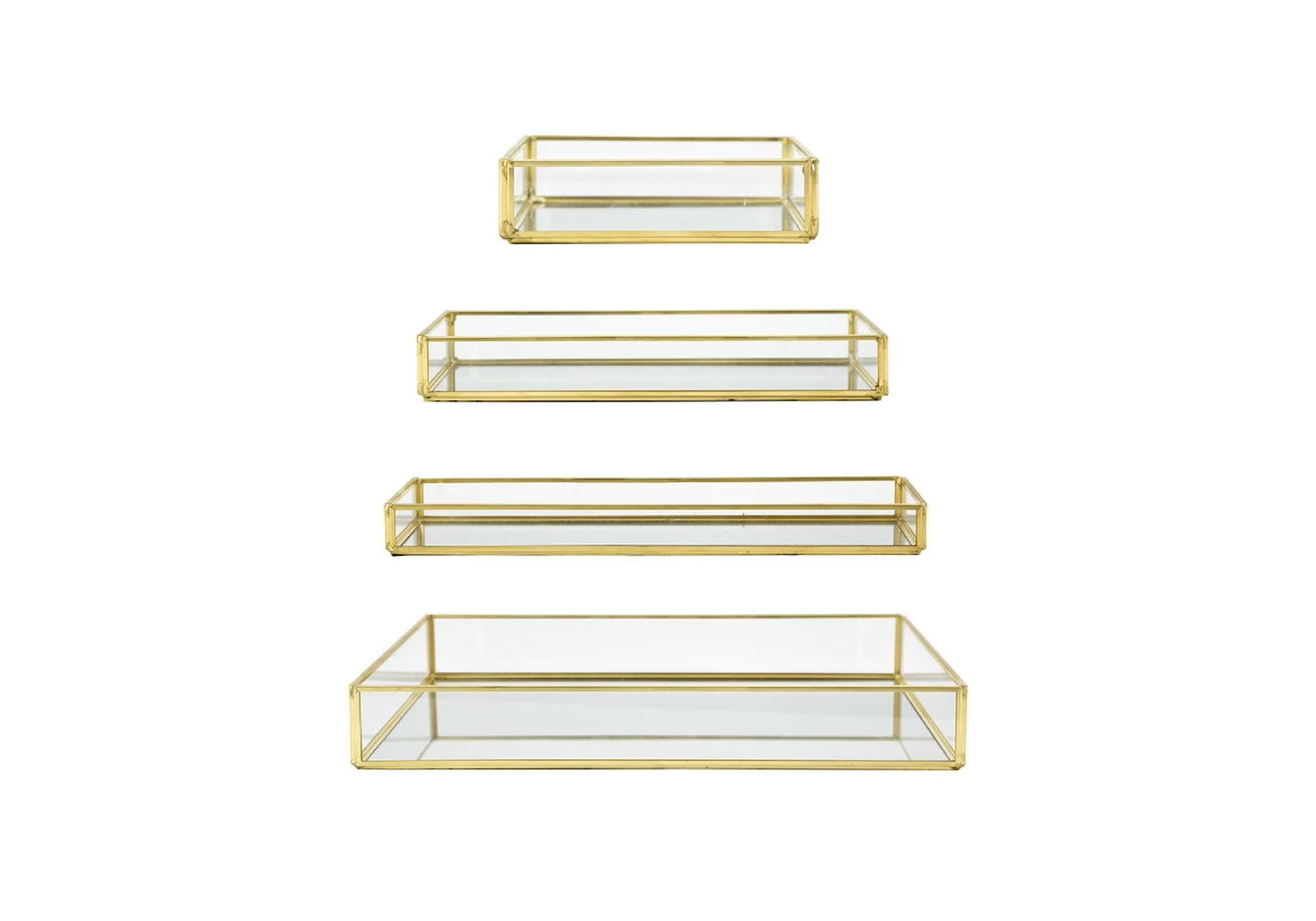 Charola de Vidrio Rectangular con Filo Dorado - Simone