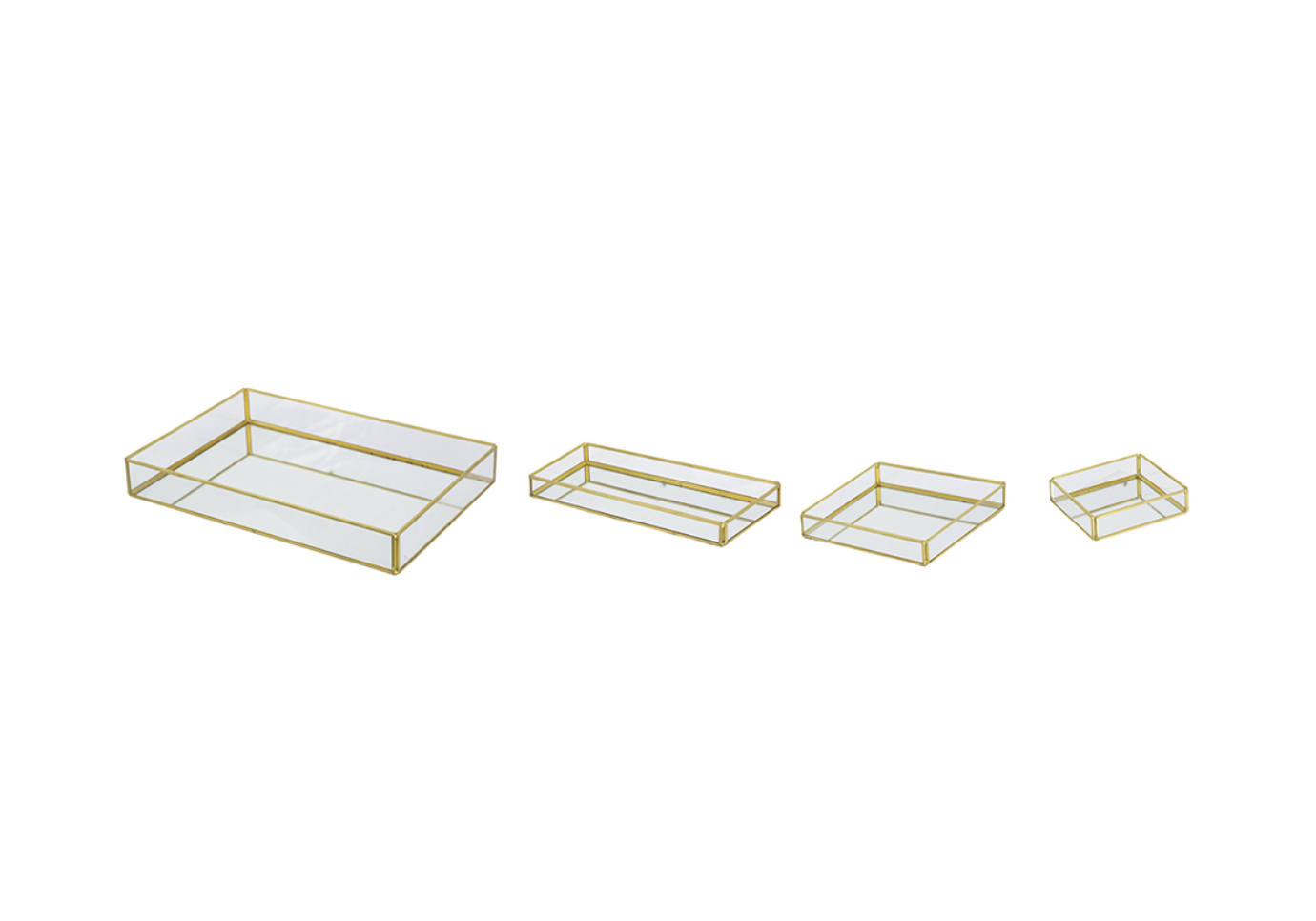 Charola de Vidrio Rectangular con Filo Dorado - Simone