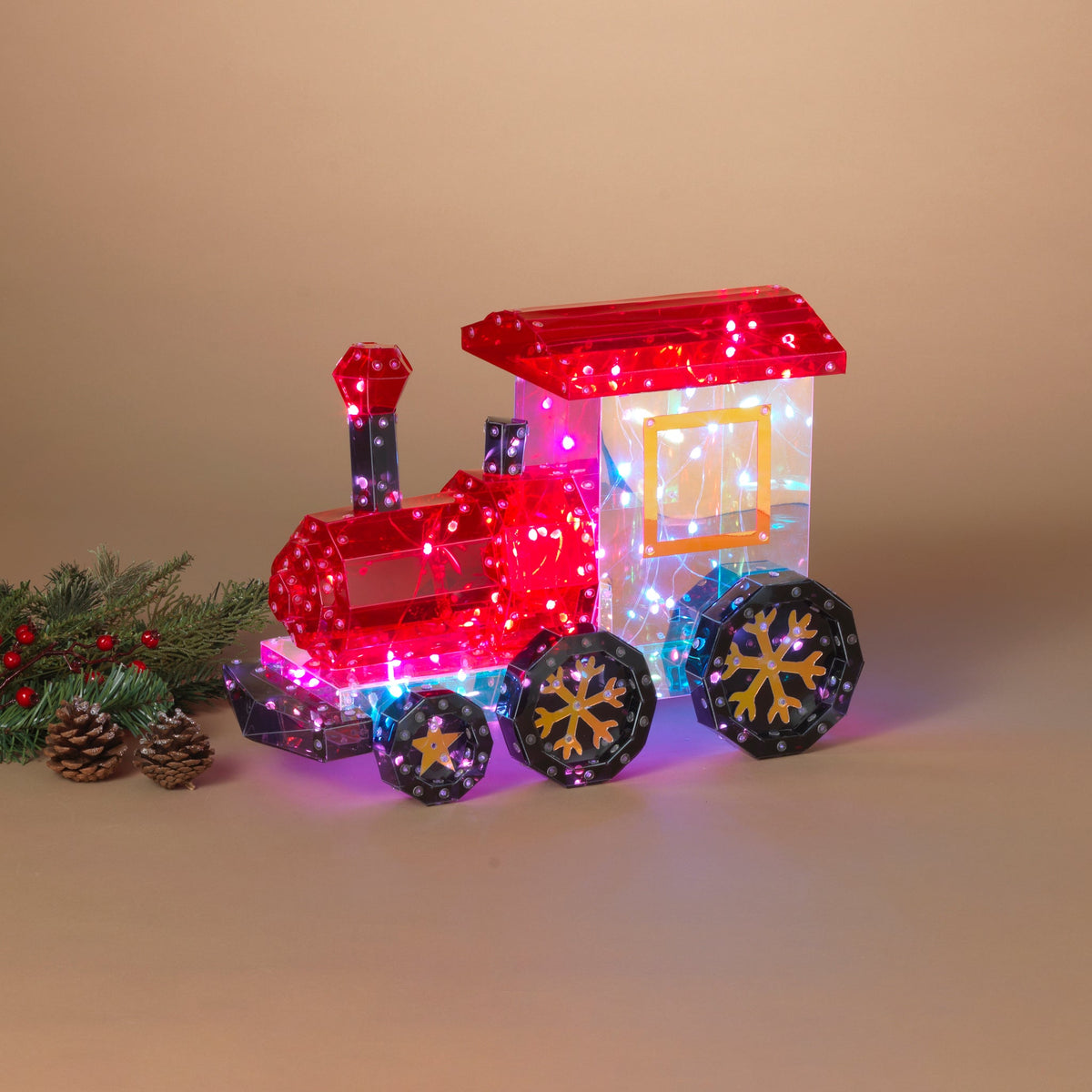 Locomotora Holográfica Roja/Negra/Dorada con Luz 41 cm - Simone