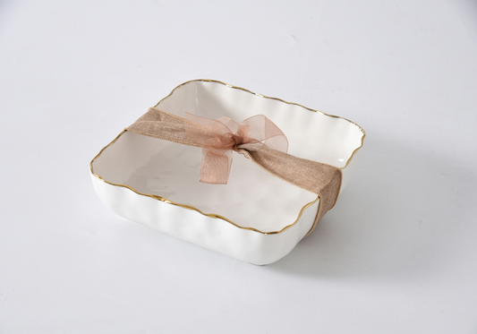 Servilletero de Porcelana con Filo Dorado - Simone