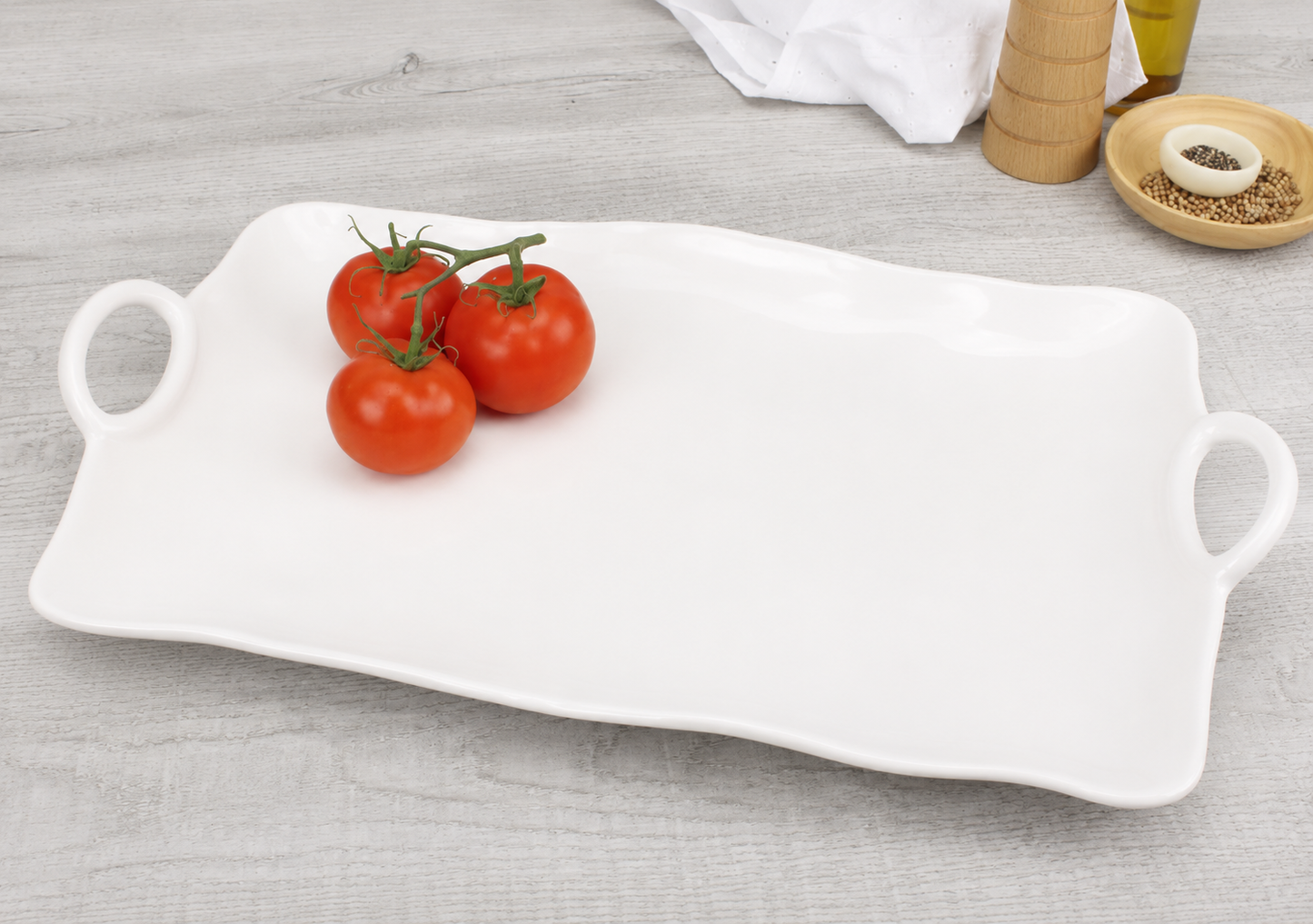 Bandeja Rectangular Ondulada de Melanina con Asas - Simone