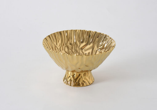 Bowl de Porcelana Dorado con Base - Simone